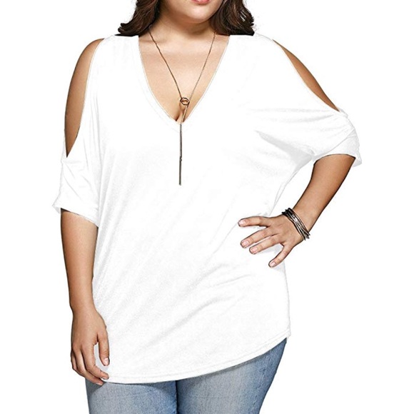 Tops - Beautiful women plus size v neck short sleeve top